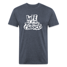 Load image into Gallery viewer, Life is for Taking Chances in white T-Shirt - heather navy
