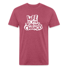 Load image into Gallery viewer, Life is for Taking Chances in white T-Shirt - heather burgundy
